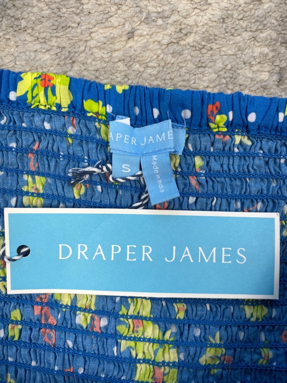 NWT Draper James Jennifer Tie Front Short Sleeve Dress Blue Aster Floral Sz S - Picture 8 of 14